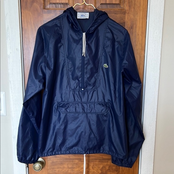 Vintage IZOD LACOSTE Anorak Jacket Hooded Half-Zip Windbreaker in Navy| Men's S - Picture 1 of 9